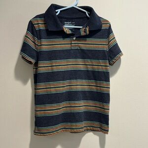 Blue Stripped Boys Collared Shirt Size XS (4/5) Short Sleeve